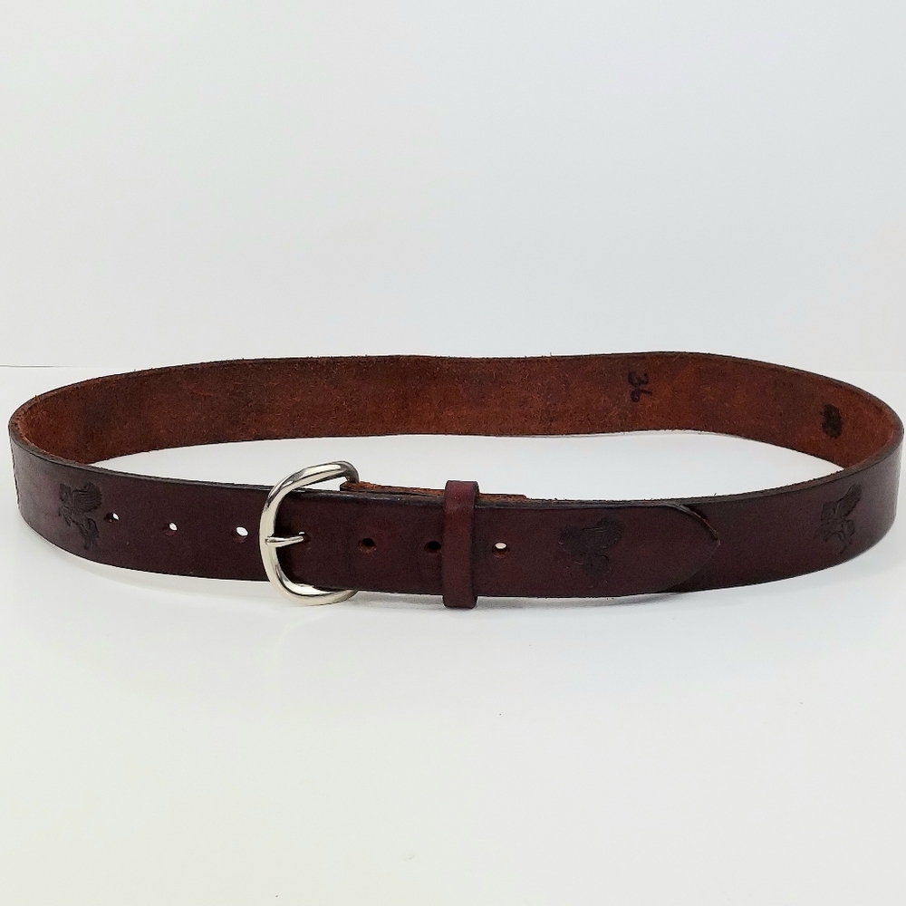 SINCERE Vintage Hand-Crafted Brown Leather Belt 36 - Picture 3 of 13